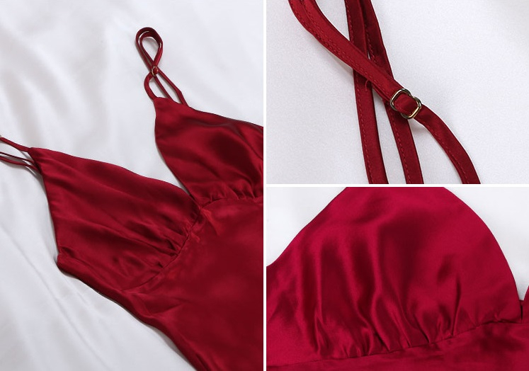 Manufacturing 6A Grade Pure Red Short Silk Slip Dress Pajamas for Wholesale Buy red silk