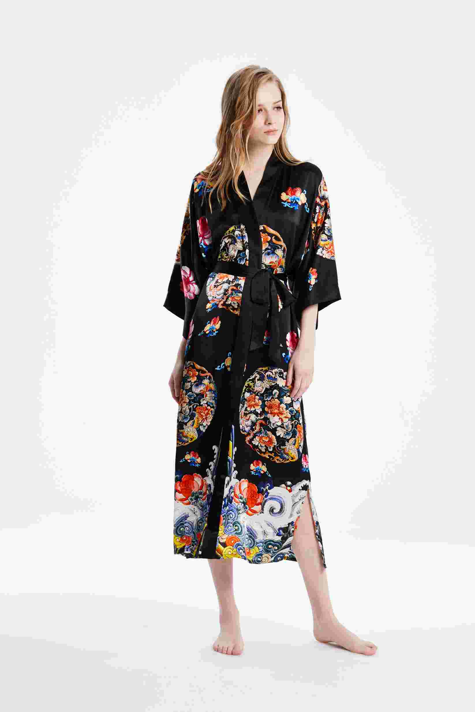 Printed Silk Robes In Bulk Product on Beauty Plus Silk Co., Ltd