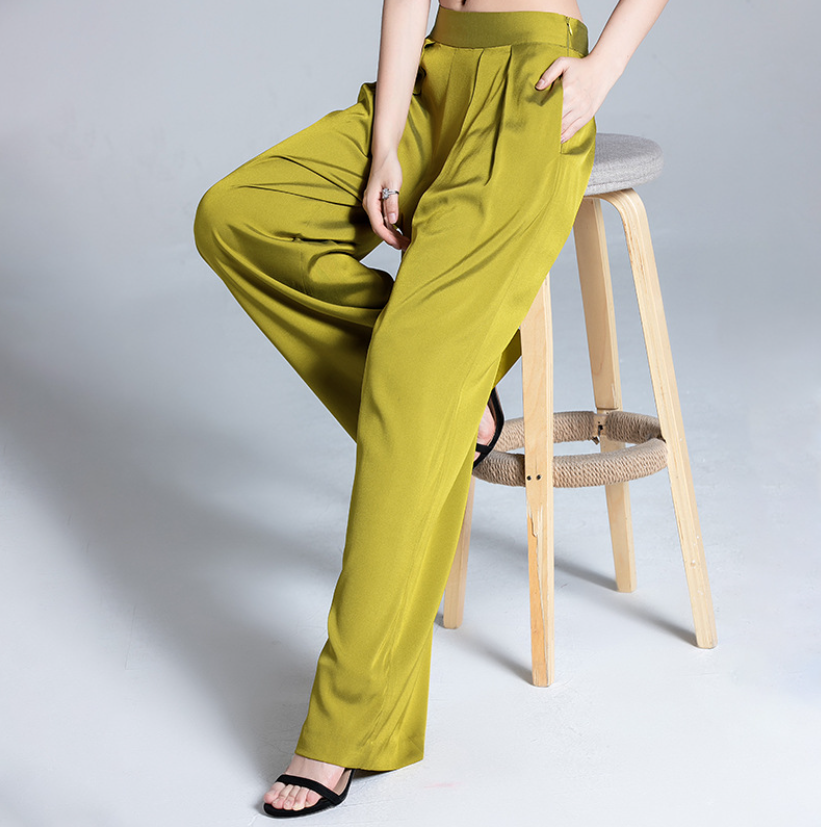 Wholesale Black Mulberry Silk Super Smooth Loose Pants for Ladies China Supplier