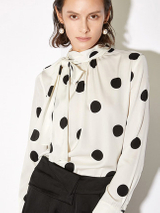 Wholesale The Best Women's Silk Shirt With Black Dots for Women for Sale From Clothing Factory