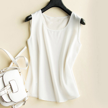 Wholesale Solid Color Sleeveless Loose Casual Silk White Camisole for Women