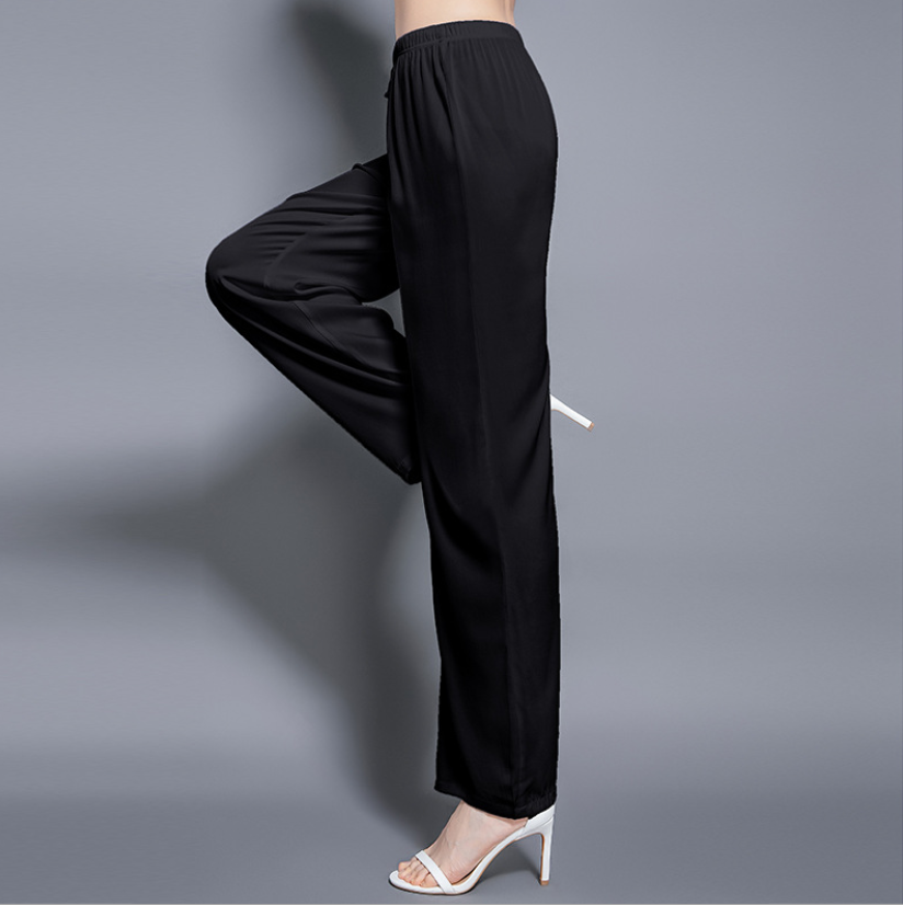 Wholesale19mm Mulberry Silk Comfty White Black Trousers Robe Tie Loose Silk Pants