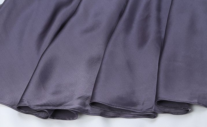 Vendor Custom Printing Lavender Elegant Evening Party Wear Silk Gown Ladies