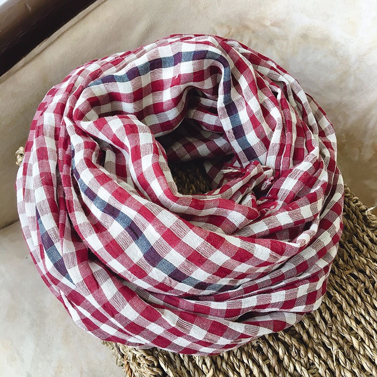 Custom Sustainable Checked 50% Cotton 50% Modal Blend Shawl Plaid Scarf