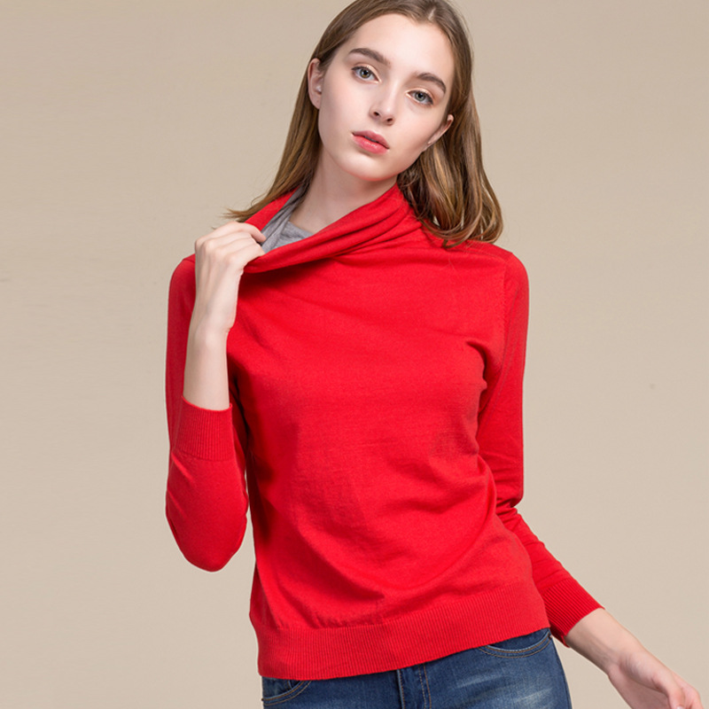 Wholesale High Collar Womens Turtleneck Custom Womens Long Sleeve Turtleneck Sweater