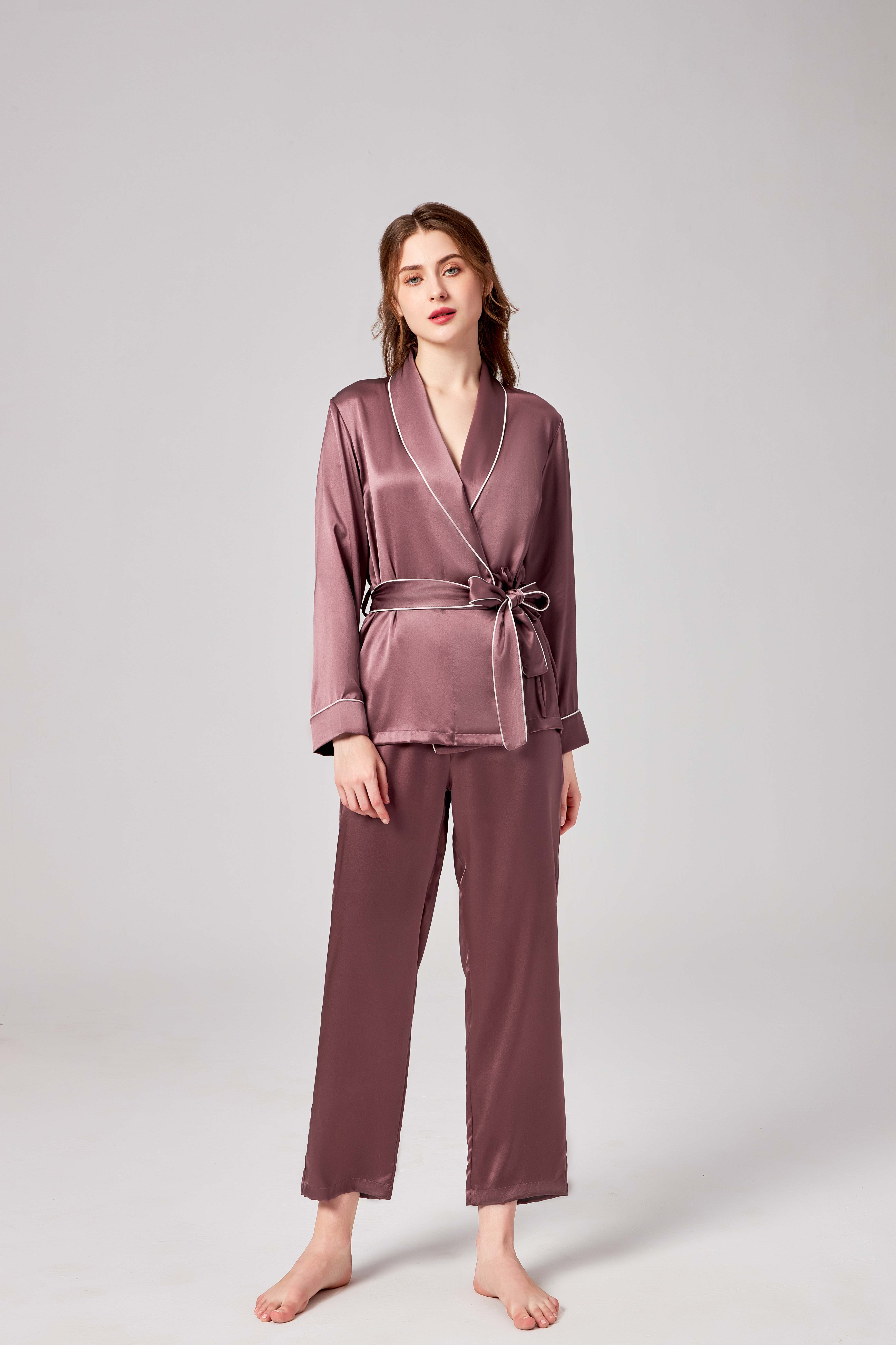 Luxury loungewear 22mm long sleeves silk pajamas for woman - Buy luxury ...
