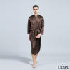 100% Mulberry Silk Personalised Luxury Mens Dressing Gown for Lounge Robes