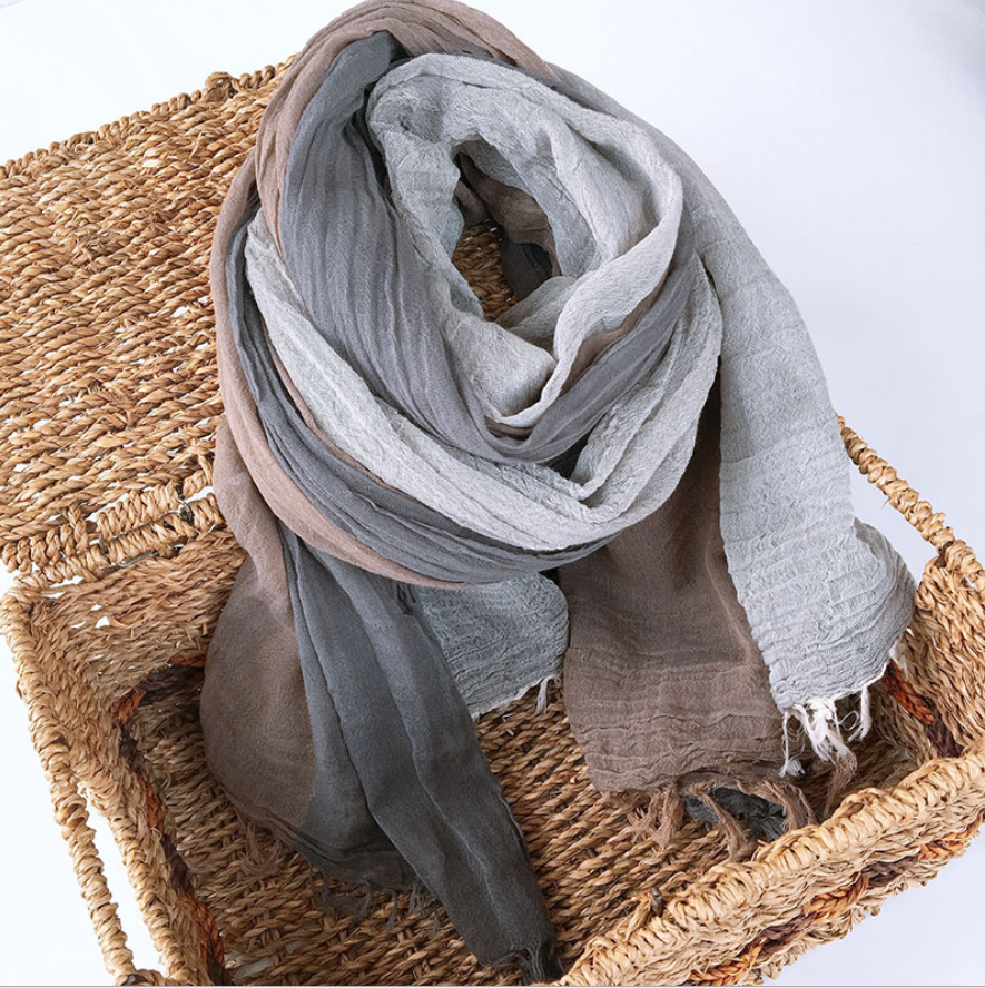 Custom Casual Style Vintage Color 100% Cotton Soft Smooth Scarf Big Size in Bulk