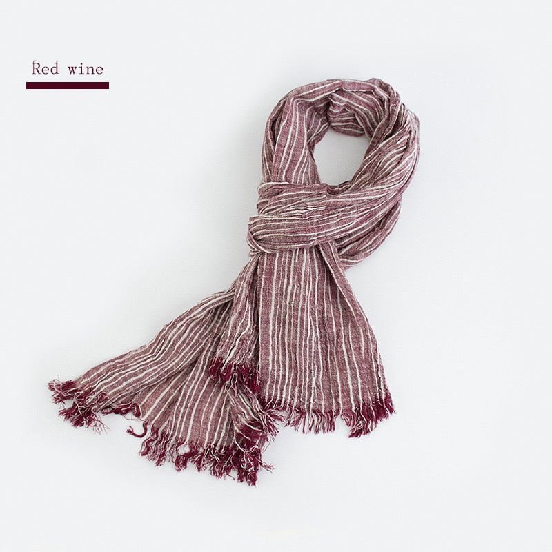 Hot Selling Artistic Stripe Viscose Cotton Shawl for Winter in Bulk